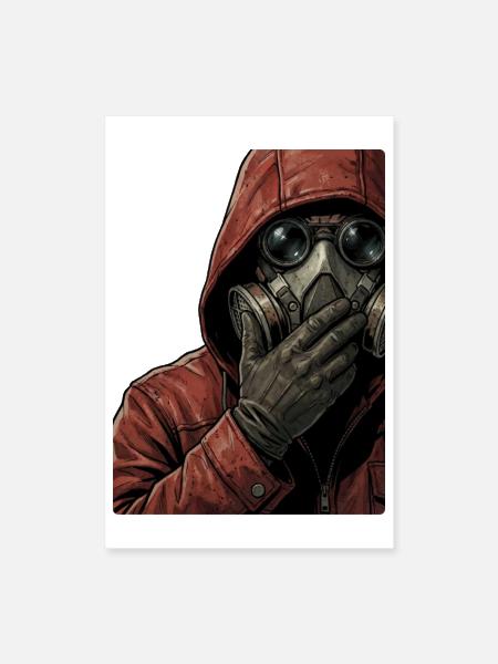 Red Hood Gas Mask - Poster 8x12 - white - Front