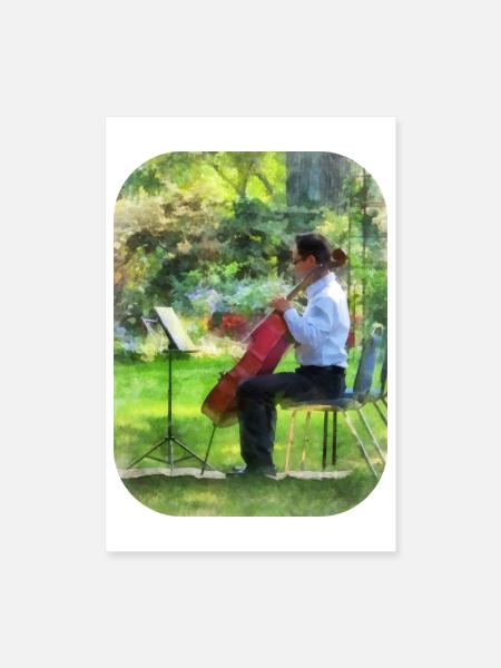 Cellist in the Garden - Poster 8x12 - white - Front
