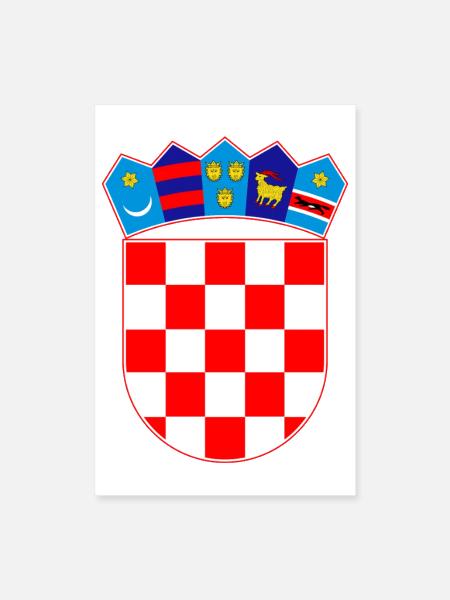 Croatian Coat Of Arms, Checker Shield Crest - Poster 8x12 - white - Front