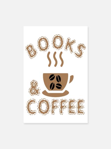 Books and coffee - Poster 8x12 - white - Front