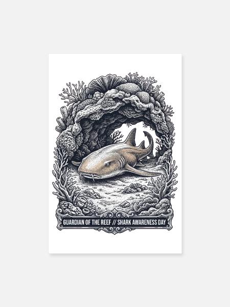 Dive into Shark Awareness - Poster 8x12 - white