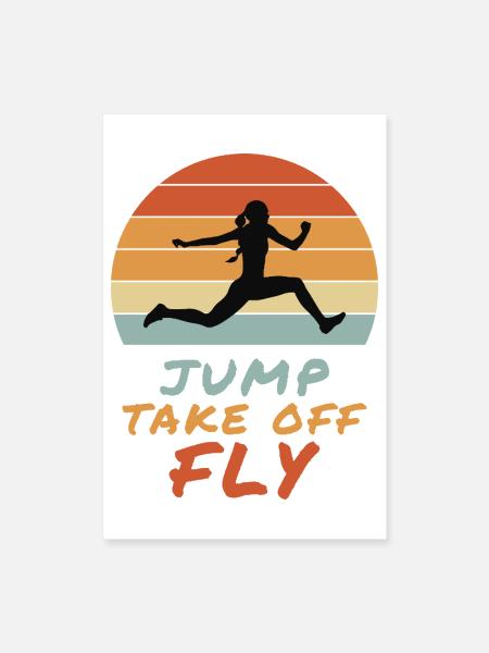 Jump Take Off Fly Retro Sunset - Poster 8x12 - white - Front
