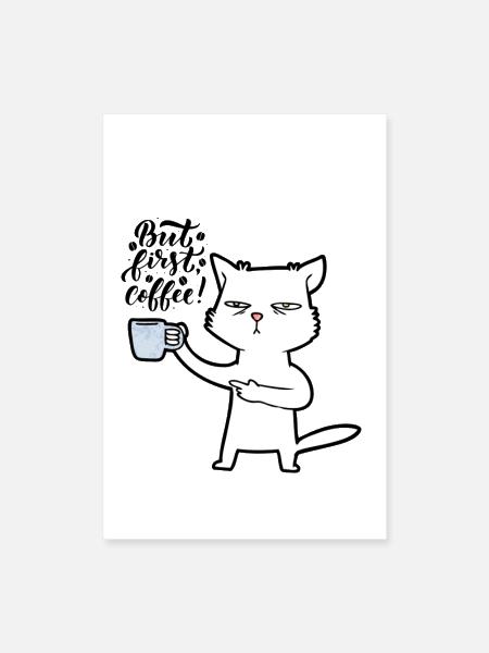 Coffee Cat - Poster 8x12 - white - Front