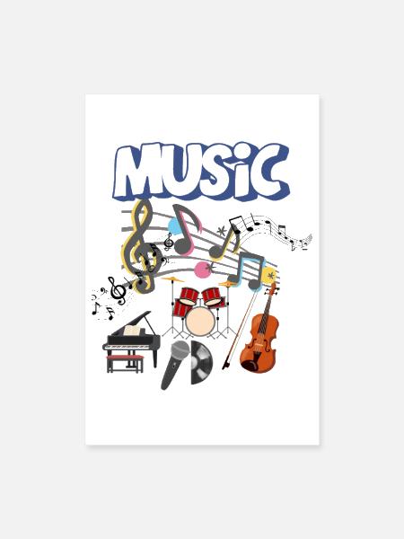 Vibrant Music Ensemble Illustration - Poster 8x12 - white - Front