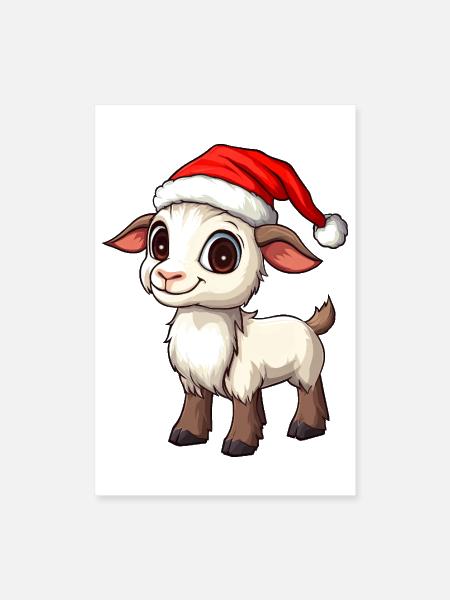 Goats Christmas / Santa Claus goat - Poster 8x12 - white - Front