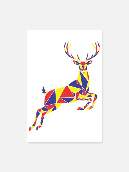 Deer_Geo_Colors - Poster 8x12 - white - Front