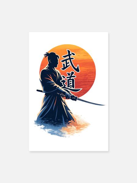 Samurai Sunset Katana - Poster 8x12 - white