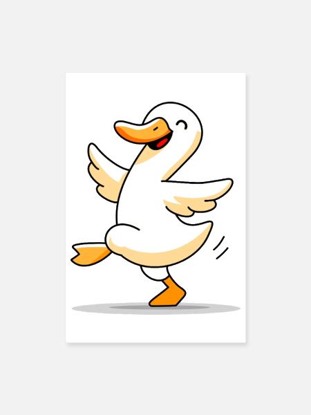 Dancing duck - Poster 8x12 - white - Front
