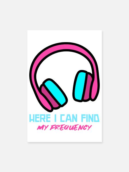 Vibrant Headphone Graphic T-Shirt - Poster 8x12 - white - Front