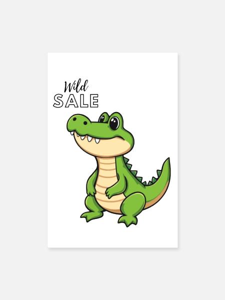 Cartoon Alligator Charm - Poster 8x12 - white - Front