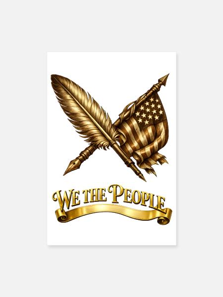 Golden We the People Emblem - Poster 8x12 - white