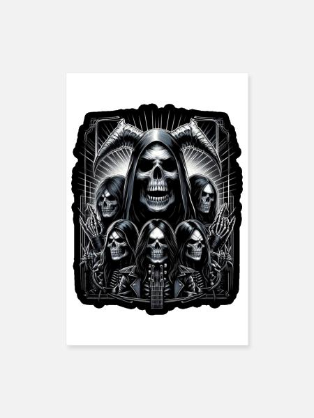 Six Skulls Guitar - Poster 8x12 - white - Front