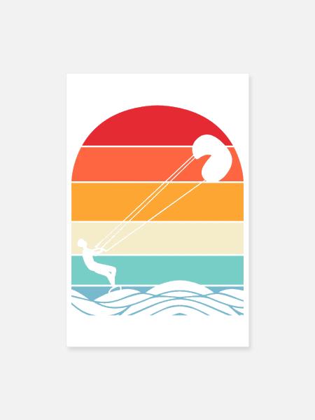 Kite Boarding Water Sports Kitesurfing - Poster 8x12 - white - Front