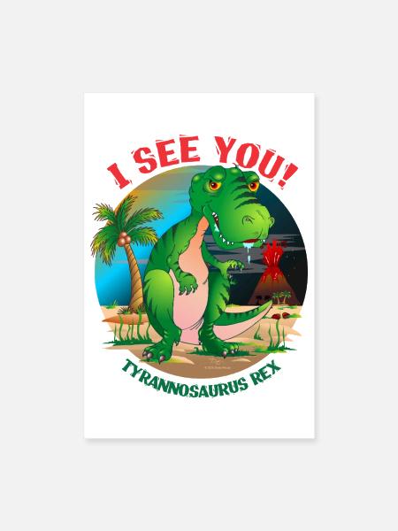 T-Rex Adventure Dinosaur Illustration - Poster 8x12 - white