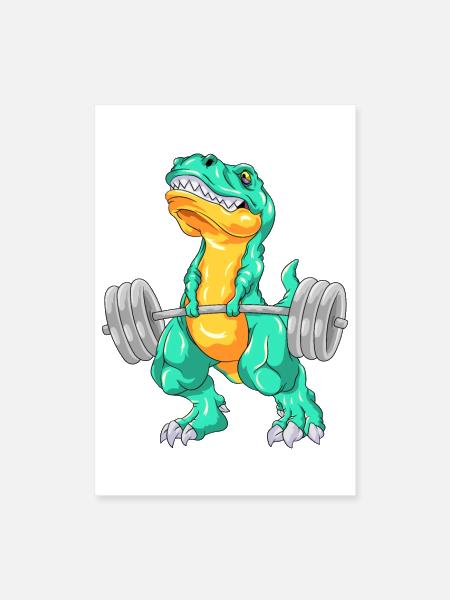 dinosaur training workout - Poster 8x12 - white