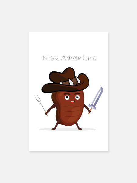 BBQ Adventure Cowboy Sausage - Poster 8x12 - white - Front