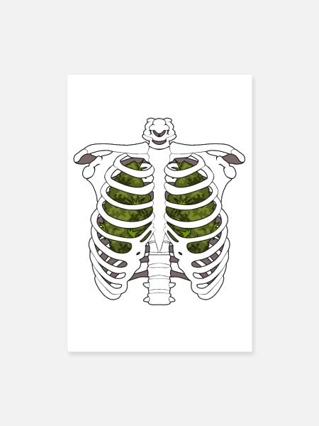 CHEST X-RAY WEED LUNG FUNNY DESIGN - Poster 8x12 - white - Front