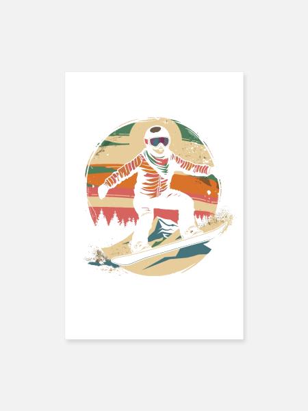 Snowboarder Illustration - Poster 8x12 - white - Front