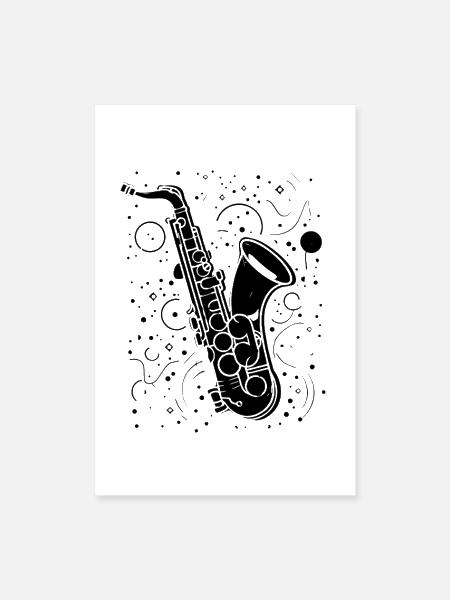 Saxophone Illustration - Poster 8x12 - white - Front