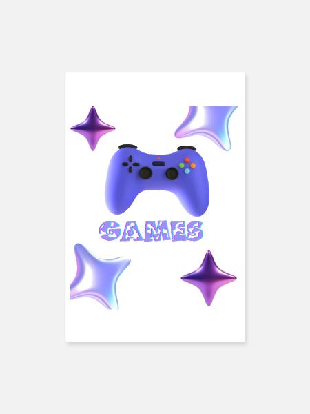 Gaming Vibes Activated - Neon Game Controller Tee - Poster 8x12 - white - Front