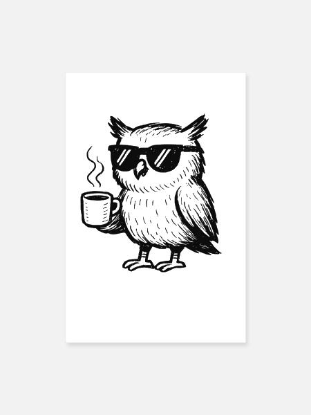 Coffee Owl - Poster 8x12 - white - Front