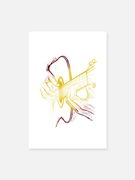 Acoustic guitar Classical guitar - Poster 8x12 - white - Front