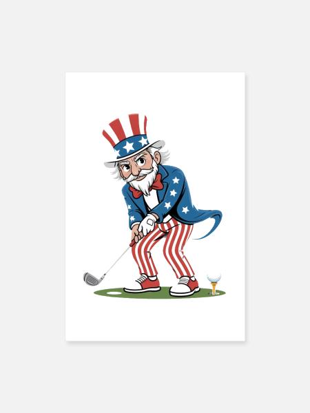 Golf Player Grandpa Independence Day 4th of July - Poster 8x12 - white - Front