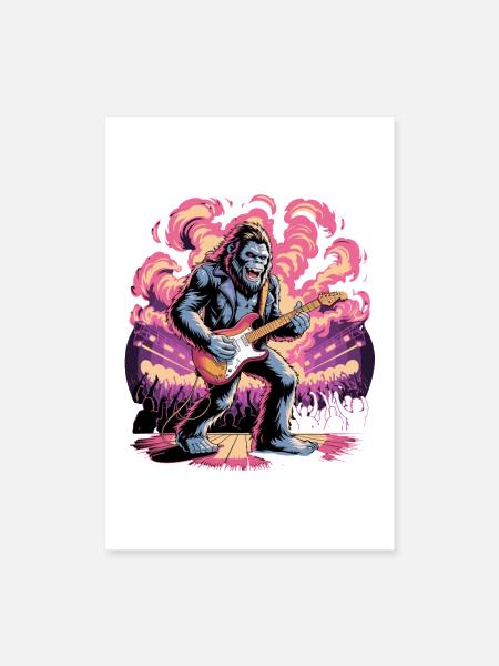  Rocking Sasquatch Guitar Legend at Concert Stage - Poster 8x12 - white - Front