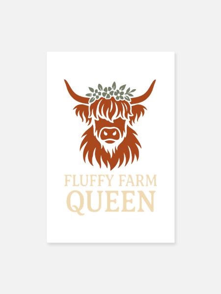 Highland Cow Rustic Animal Cute Farmcore Gift - Poster 8x12 - white - Front