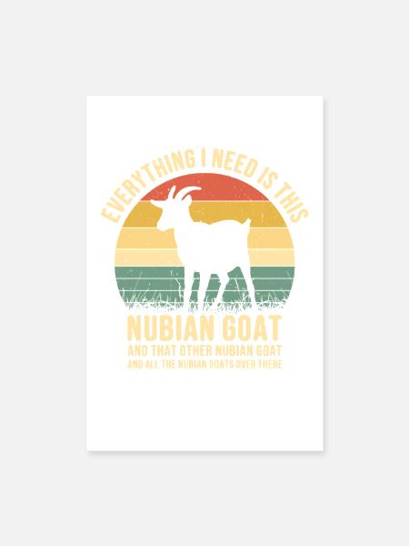  Nubian Goat Owner Goat Plush Stuffed Animal - Poster 8x12 - white - Front