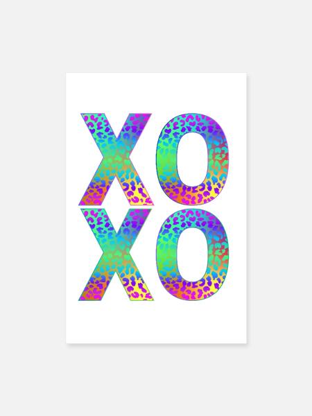 XOXO in bright animal print - Poster 8x12 - white - Front