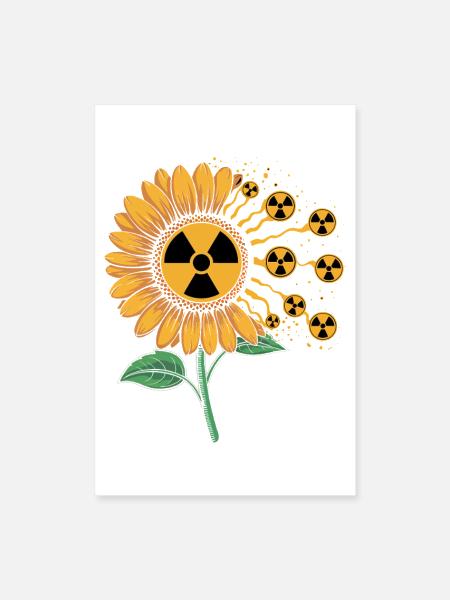 Radiant Sunflower Atom Bloom - Poster 8x12 - white - Front