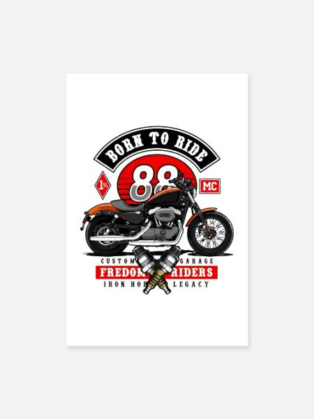 Born to Ride 88 Motorcycle - Poster 8x12 - white - Front