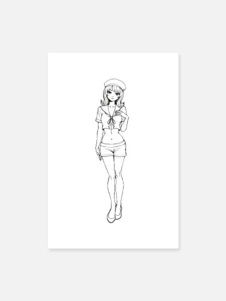 Pin-up Sailor Sailing retro look - Poster 8x12 - white - Front