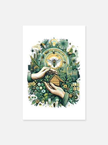 Hands Shape Eco Bee Haven - Poster 8x12 - white - Front