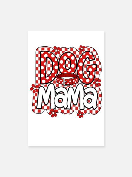 Dog Mama Checker Floral - Poster 8x12 - white - Front