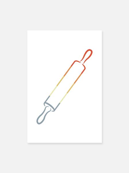 Vintage Rolling Pin Sketch - Poster 8x12 - white - Front