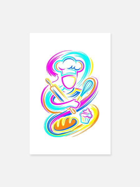 Baker Chef Baking Tools - Poster 8x12 - white - Front