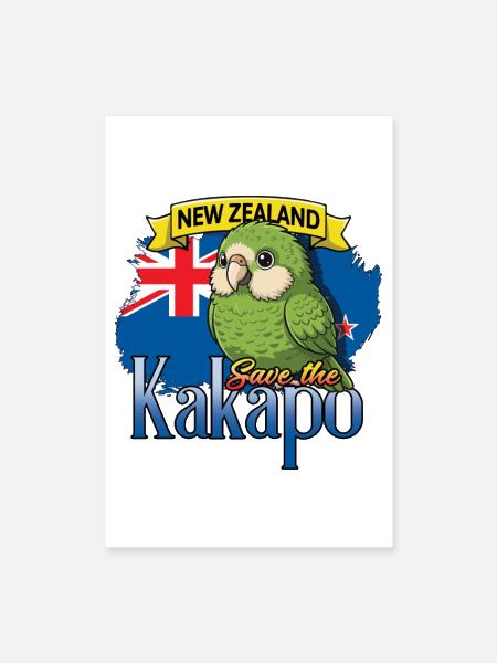 New Zealand Save The Kakapo Bird - Poster 8x12 - white - Front