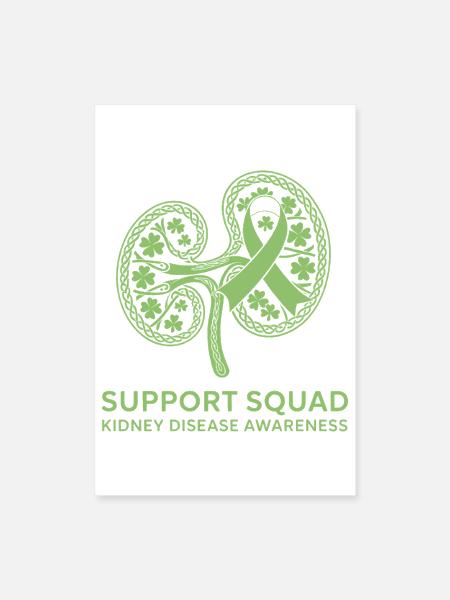 Support Squad Kidney Clover Ribbon - Poster 8x12 - white - Front