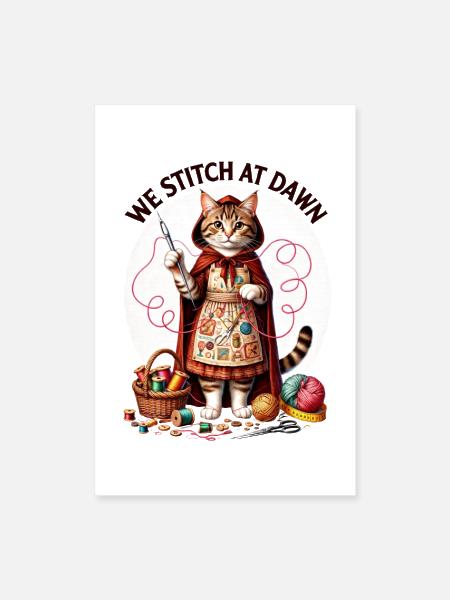 Humour de quilting, nous brodons à l’aube - Poster 8 x 12 po - blanc - Devant