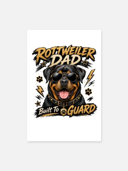 Rottweiler Dad Built To Guard Shirt - Poster 8x12 - white - Front