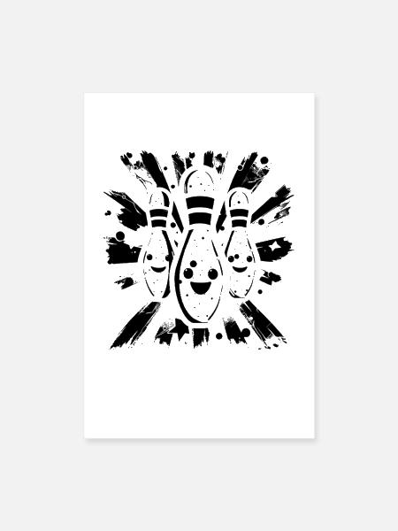 Cartoon Bowling Pins - Poster 8x12 - white - Front