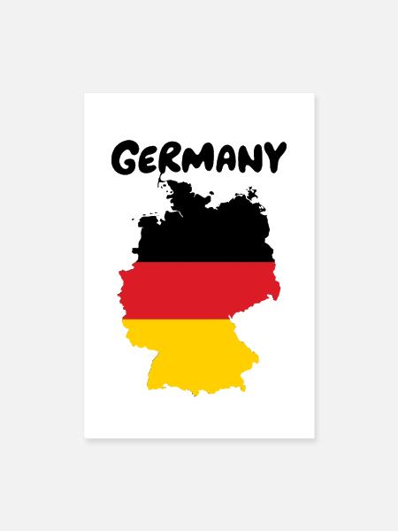 Germany Flag Map Silhouette - Poster 8x12 - white - Front