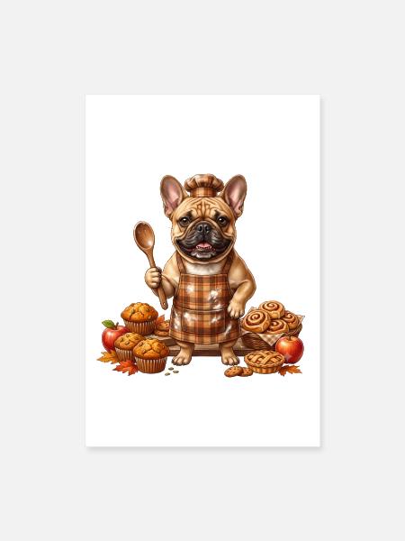 Thanksgiving Frenchie Baker - Poster 8x12 - white - Front