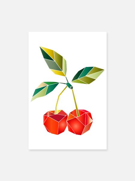 Geometric Cherry Illustration - Poster 8x12 - white - Front