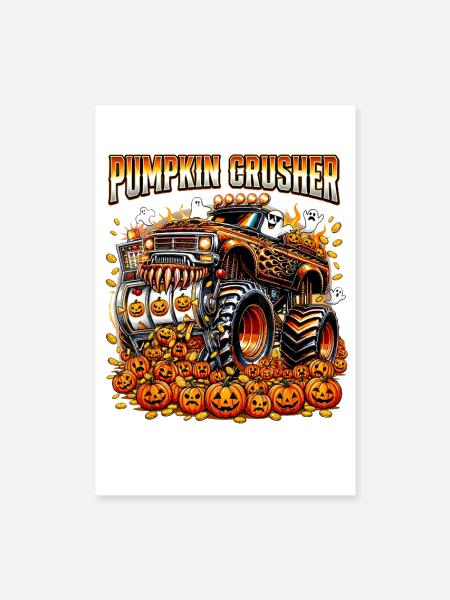 Pumpkin Crusher Monster Truck Slot Machine - Poster 8x12 - white - Front