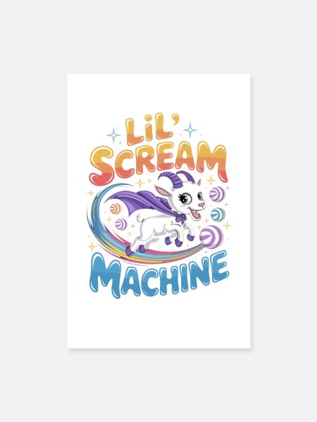  Lil' Scream Machine Cute Space Goat With Cape - Poster 8x12 - white - Front