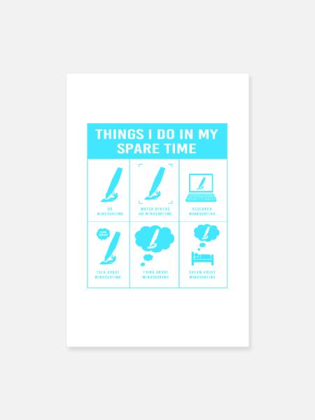 Windsurfing Sailing Surfer Water Sports - Poster 8x12 - white - Front