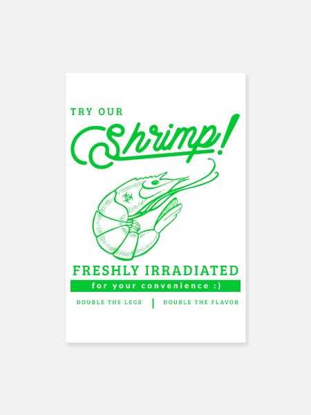 Radioactive Shrimp Retro Parody - Poster 8x12 - white - Front